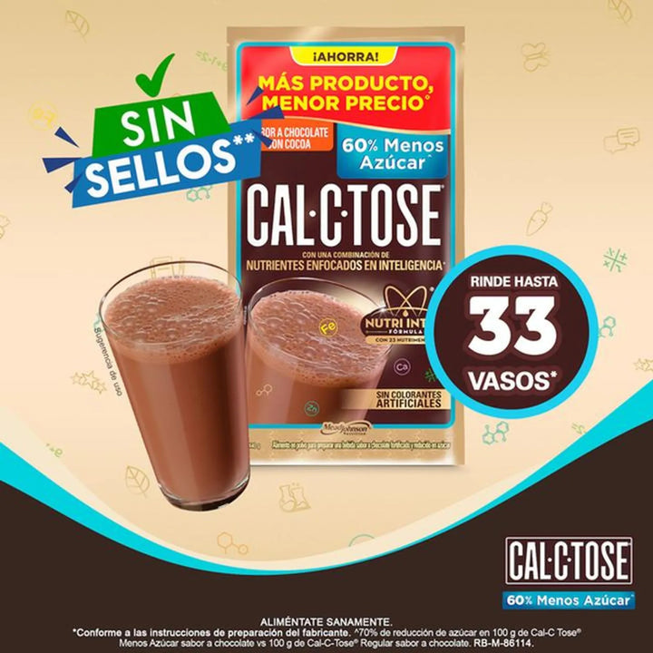 Cal C Tose 60% Less Sugar Chocolate Powder 15 oz