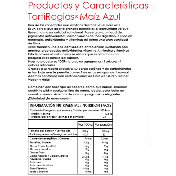 Delgaditas TortiRegias Blue Tortillas 25 Pack