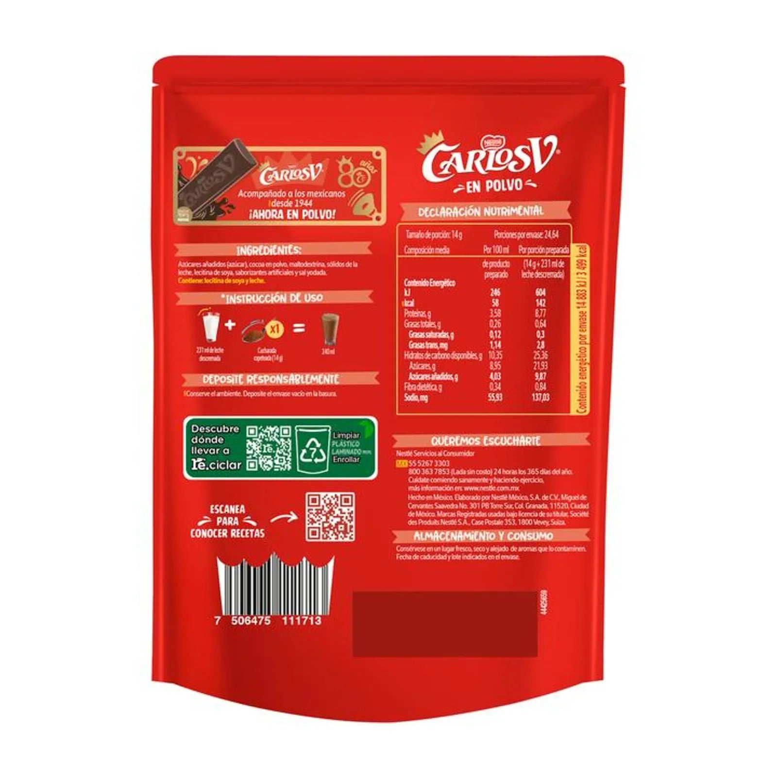 Nestle Carlos V Chocolate Drink Mix Powder 12 oz Secondary image