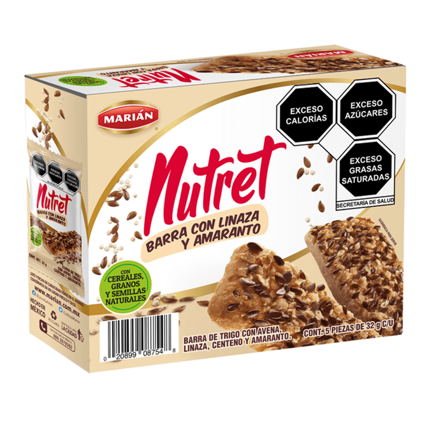 Marian Nutret Wheat Bar with Flaxseed and Amaranth, 6 oz Main image