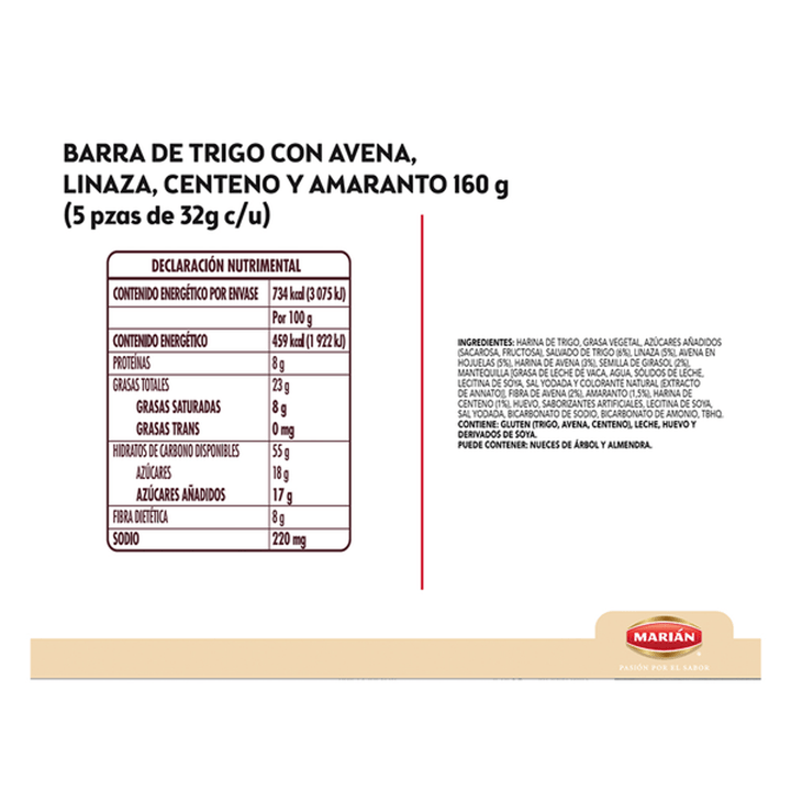 Marian Nutret Wheat Bar with Flaxseed and Amaranth, 6 oz