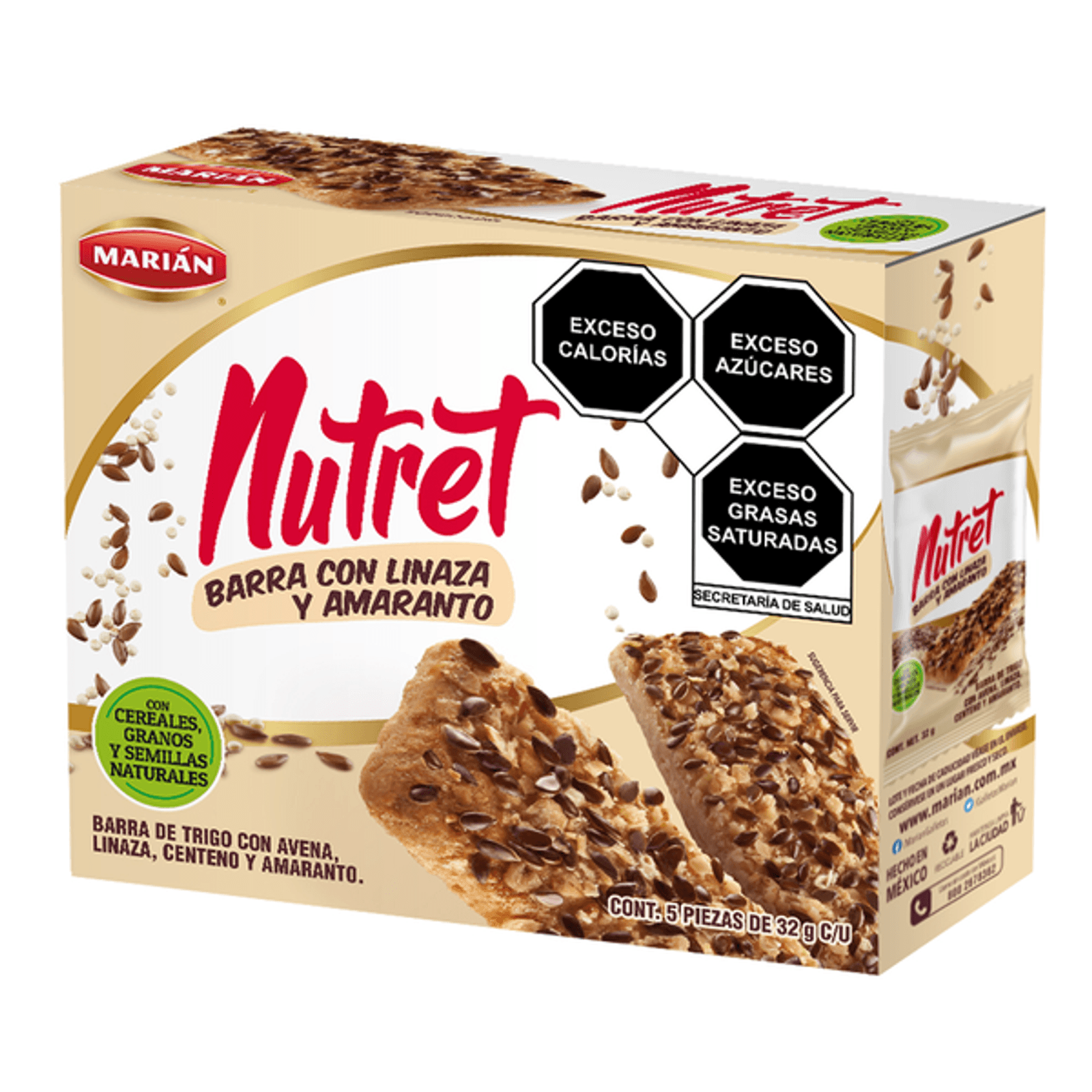Marian Nutret Wheat Bar with Flaxseed and Amaranth, 6 oz Secondary image