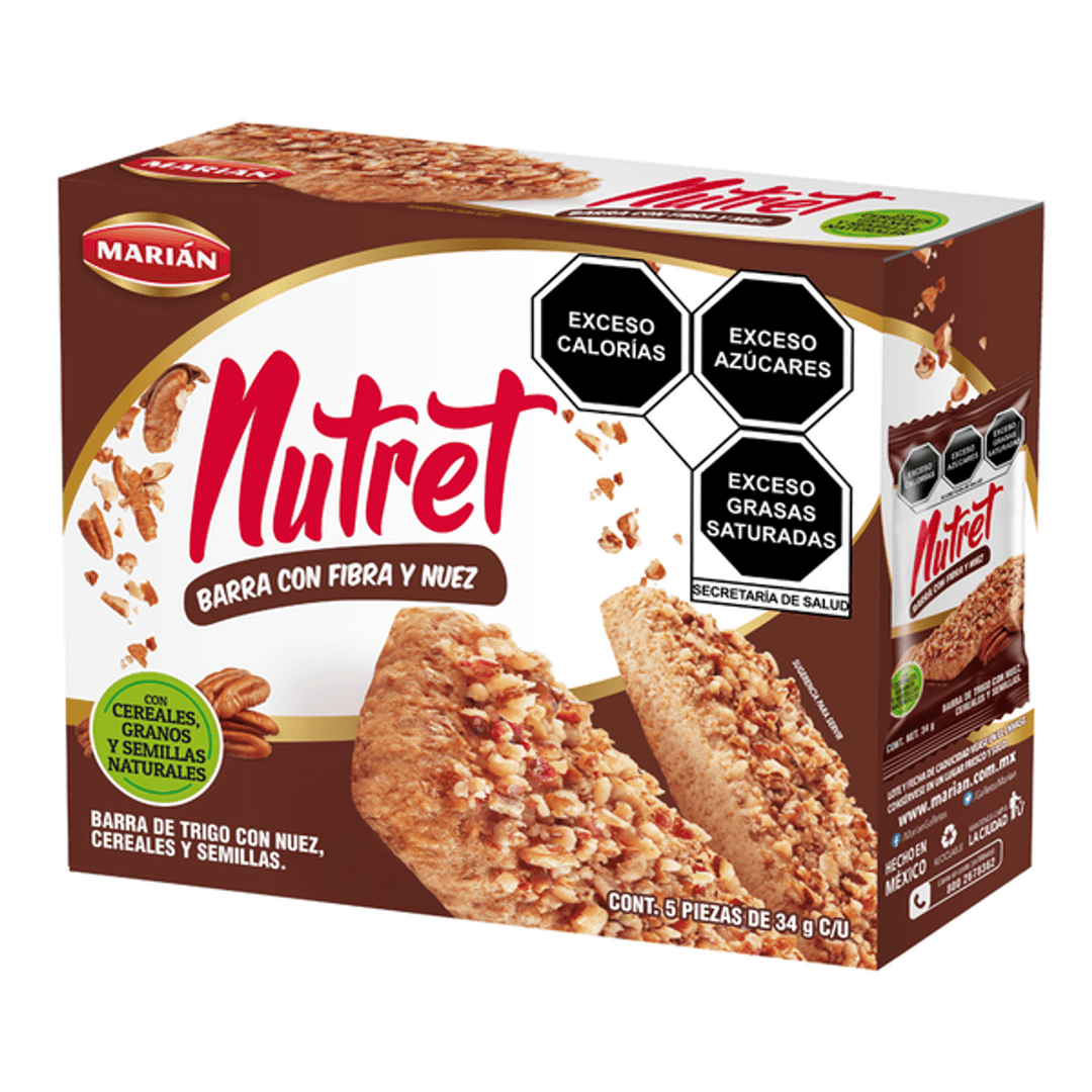 Marian Nutret Wheat Bar with Fiber and Nuts 6 oz