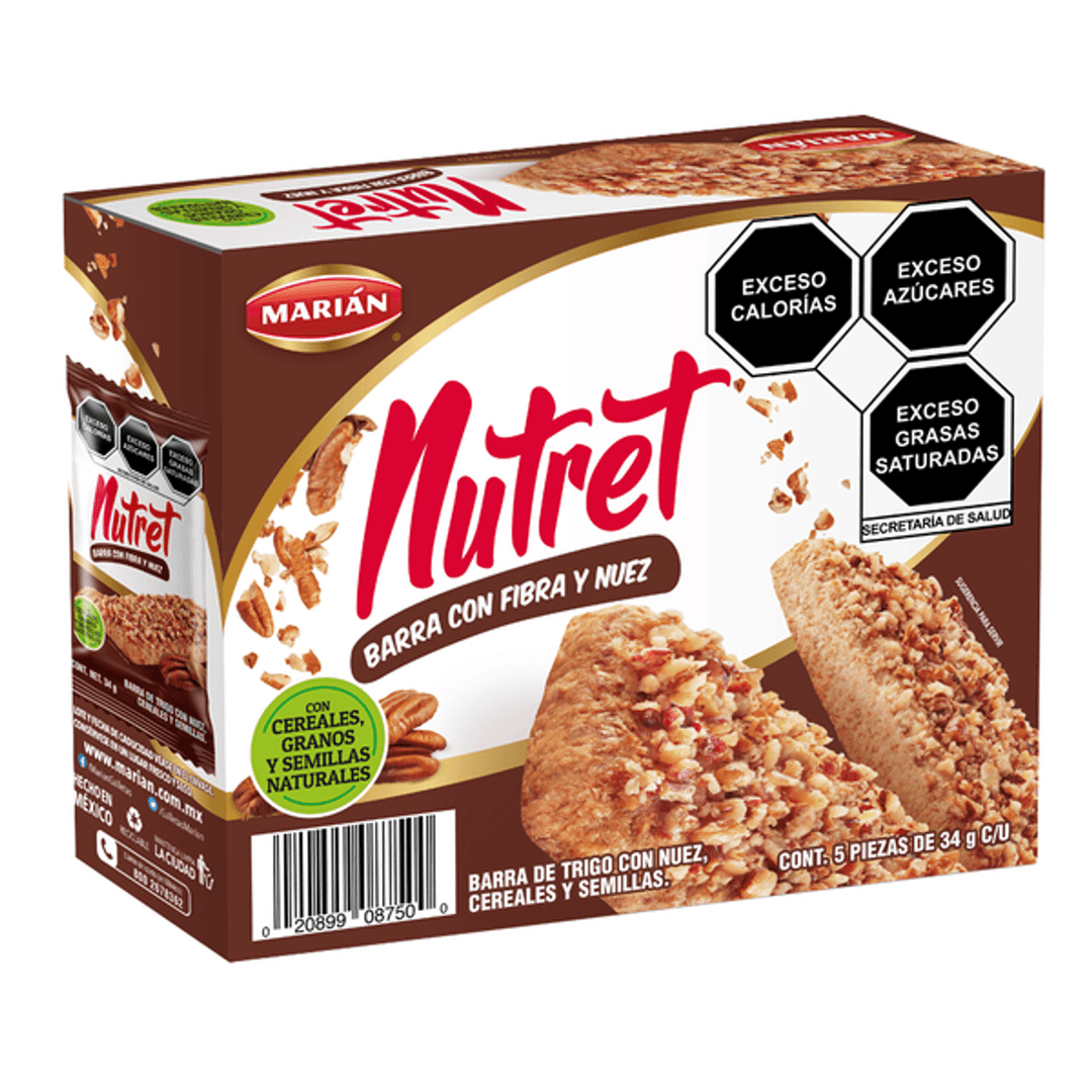 Marian Nutret Wheat Bar with Fiber and Nuts 6 oz