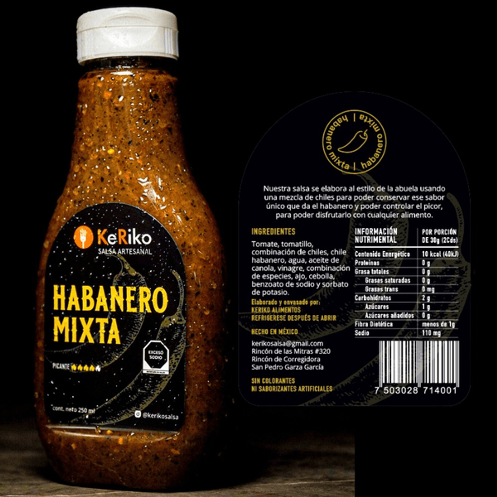 Ke Riko Mixed Habanero Sauce, 9 oz