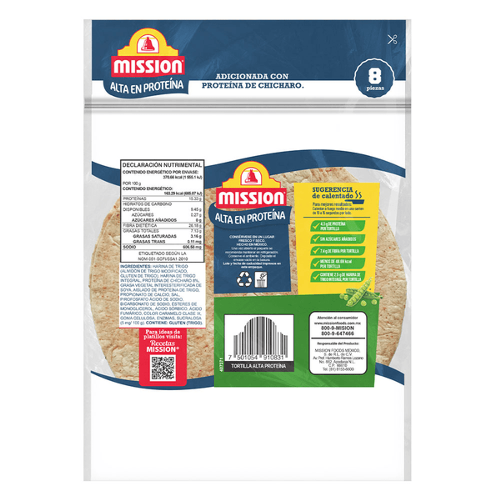 Mission High Protein Wheat Tortilla, 8 oz