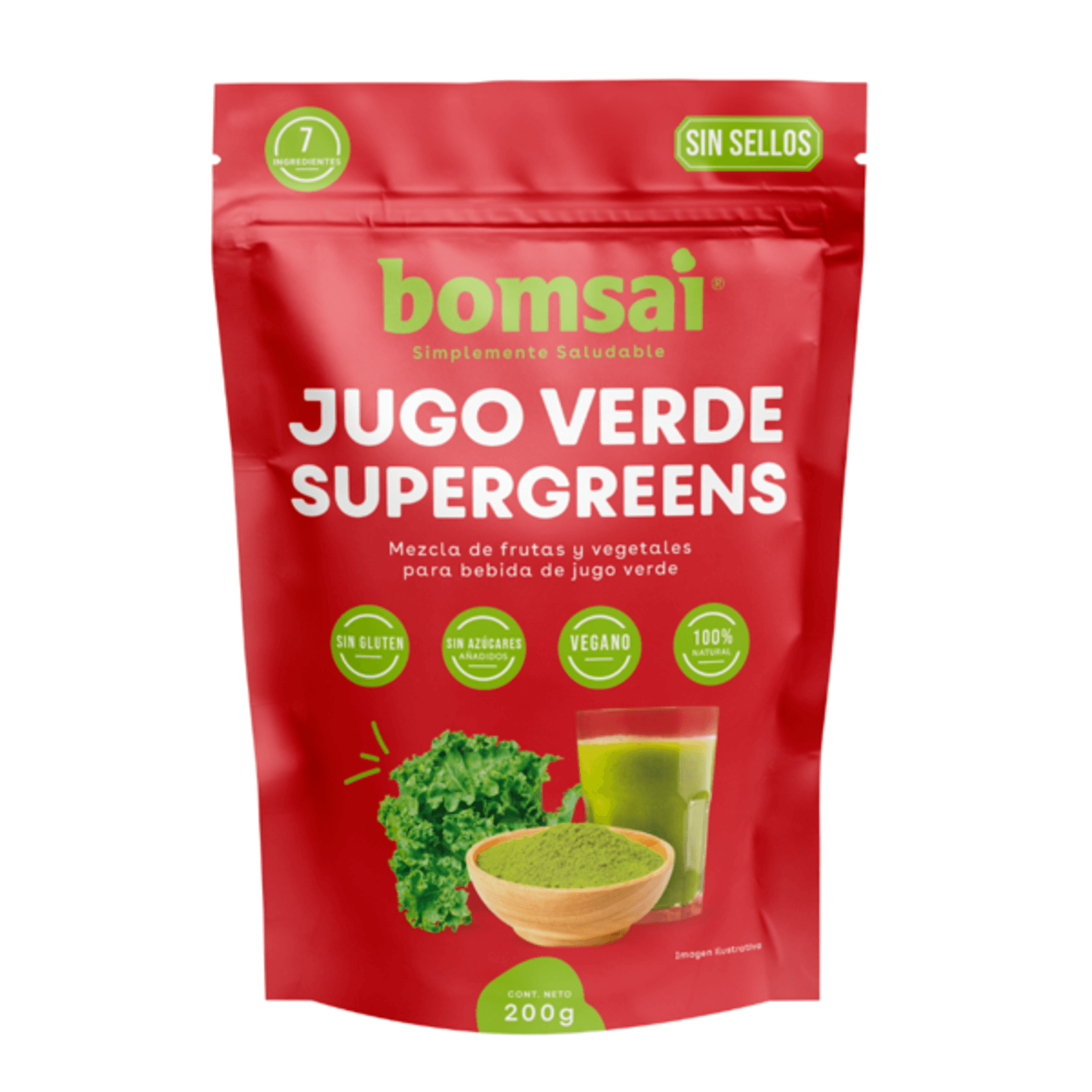 Bomsai Supergreens Green Juice, 7 oz Main image