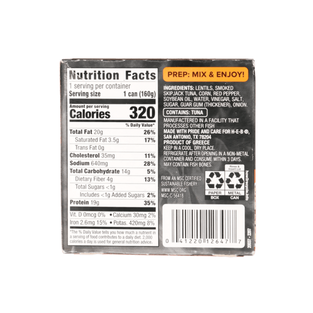 HEB Tuna with Lentils 6 oz