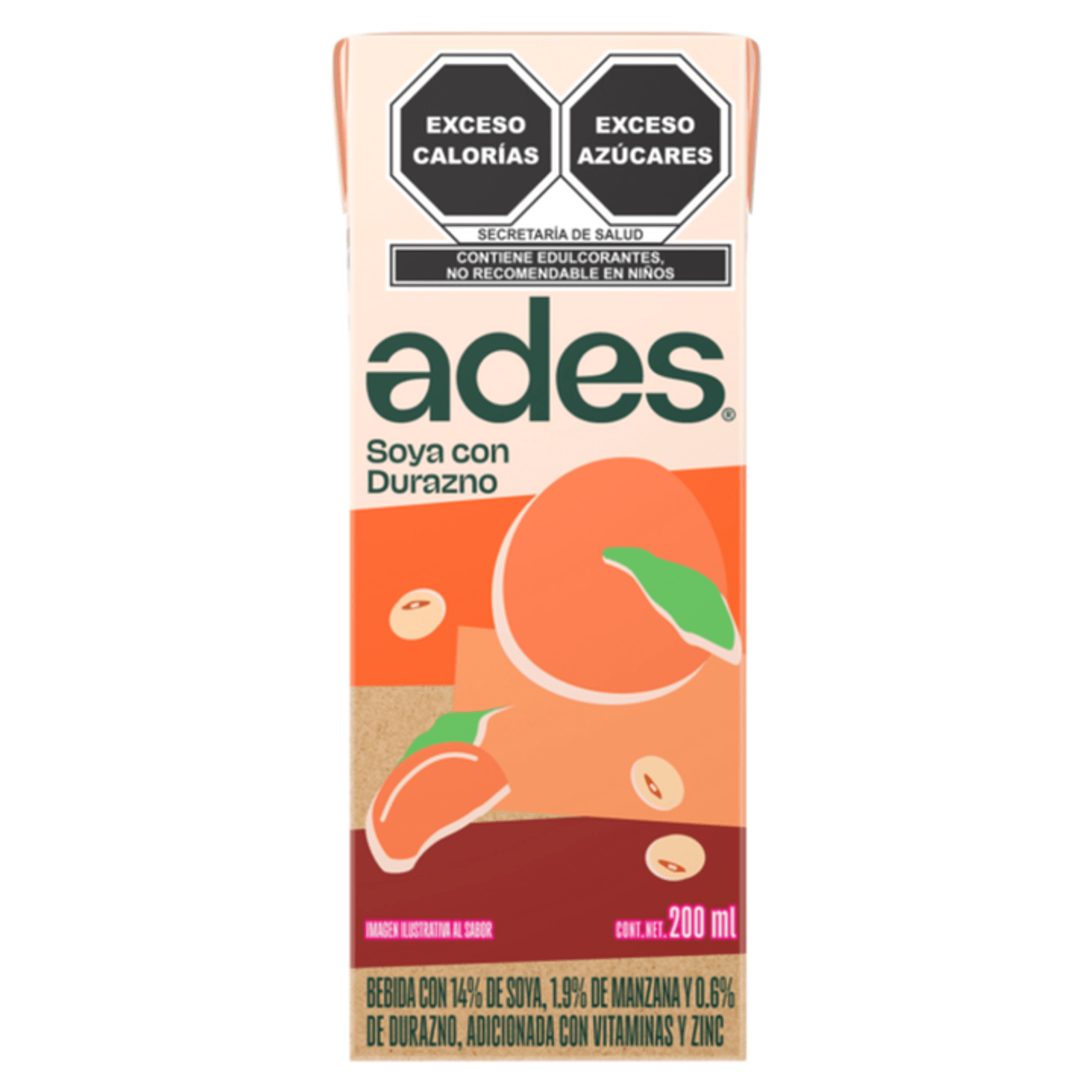 Ades Peach Flavor Soy Drink, 7 oz Main image
