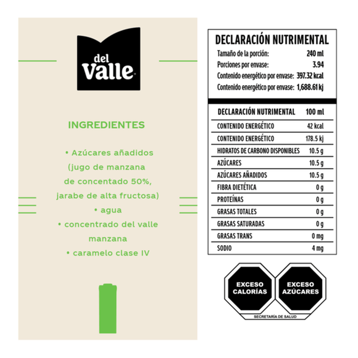 Del Valle Clarified Apple Flavor Nectar 32 oz
