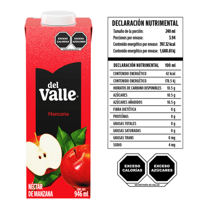 Del Valle Clarified Apple Flavor Nectar 32 oz