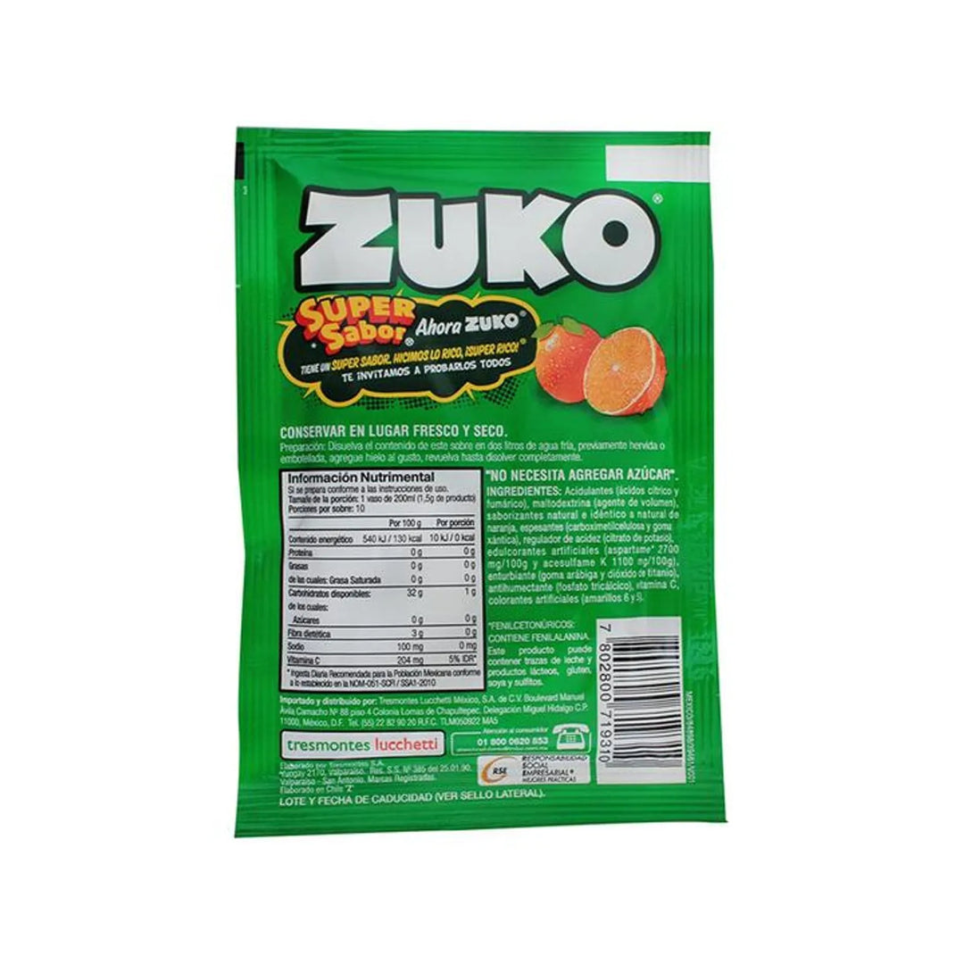 Zuko Super Orange Flavor Drink Powder 0.5 oz