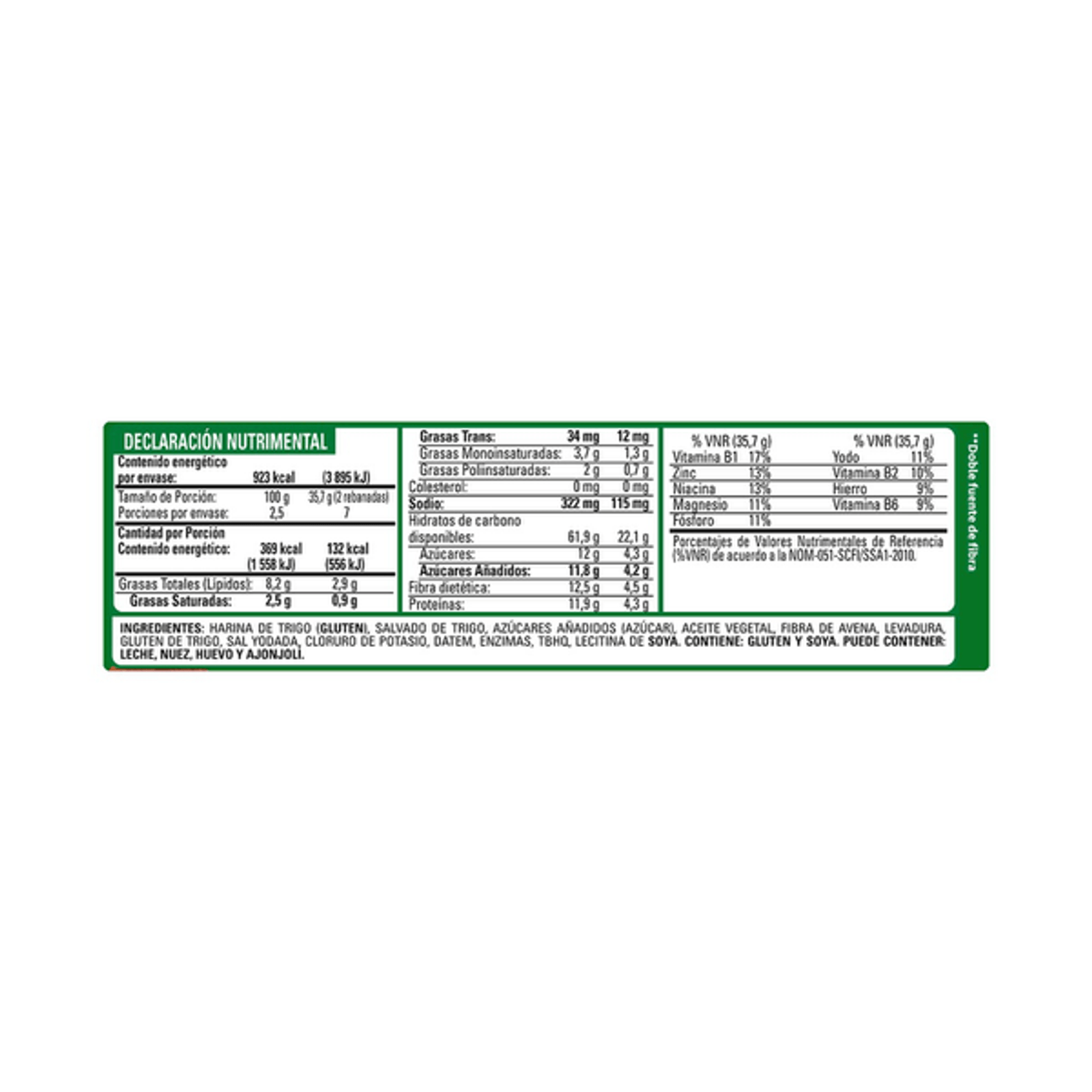 Bimbo Double Fiber Toasted Bread, 9 oz