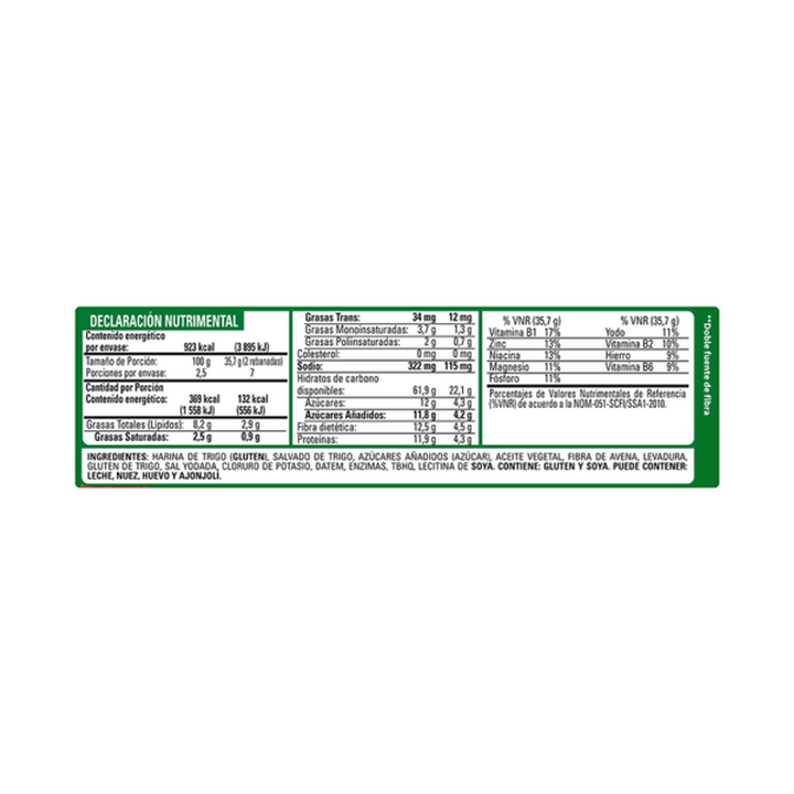 Bimbo Double Fiber Toasted Bread 9 oz
