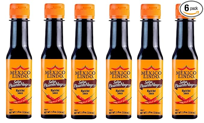 MEXICO LINDO SPICY BLACK SAUCE (Black Spicy Sauce), 6 bottles 5 fl oz