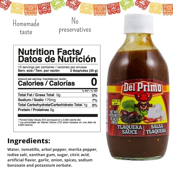 Del Primo Salsa Bottle 10.5oz (Tlaquera, 3 units)