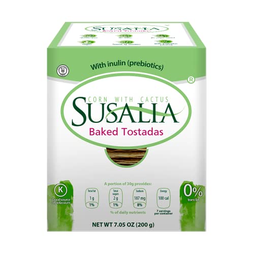 SUSALIA Tostadas Horneadas, Gluten Free Corn & Cactus Toast| Healthy Tostada Snacks | Artisan Snack| Pack of 6, 7 ounce each