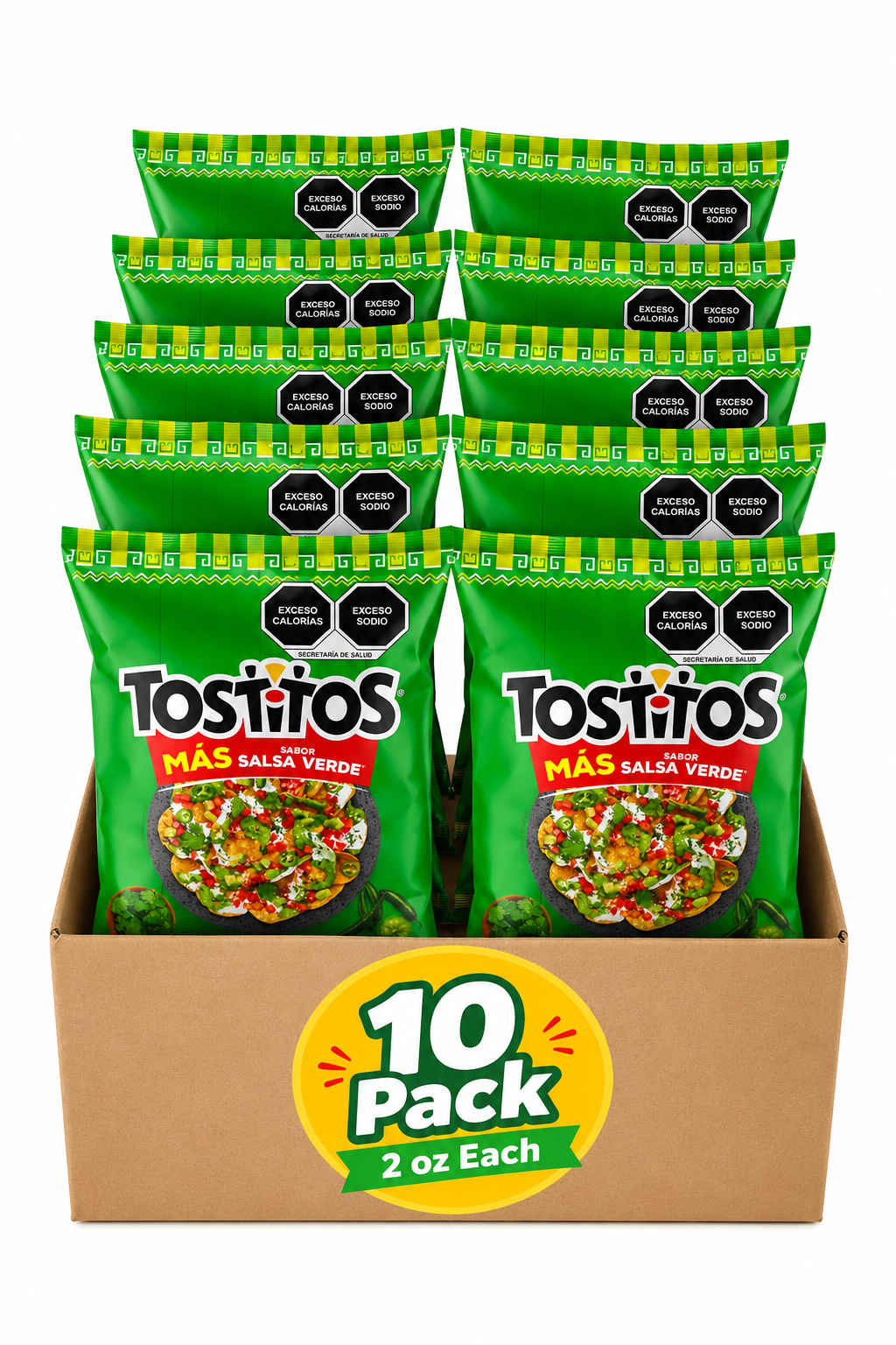 Sabritas Tostitos Salsa Verde Tortilla Chips 10 Pack 2 oz Each