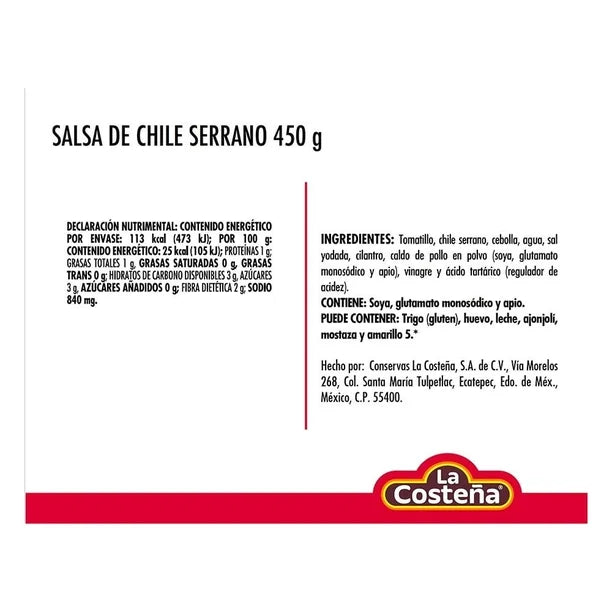 La Costeña Gourmet Line Serrano Chile Sauce – 10 oz