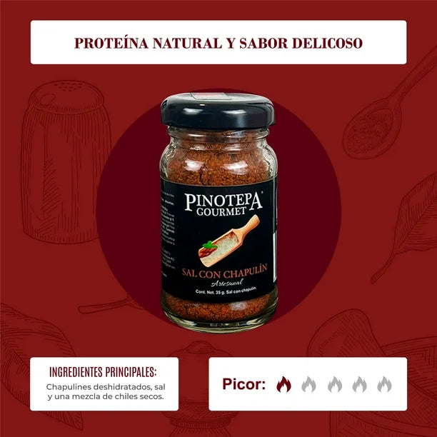 Pinotepa Gourmet Salt with Chapulín – 1.5 oz