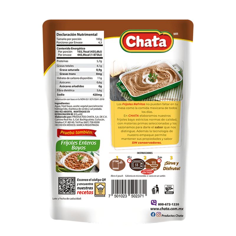 Chata Refried Bayo Beans - 15 oz Secondary image
