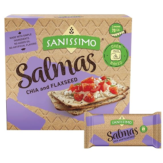 Sanissimo Salmas 7 ct Box, Chia and Flaxseed Flavor Crackers