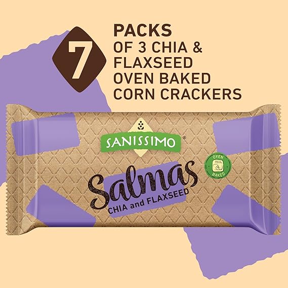 Sanissimo Salmas 7 ct Box, Chia and Flaxseed Flavor Crackers