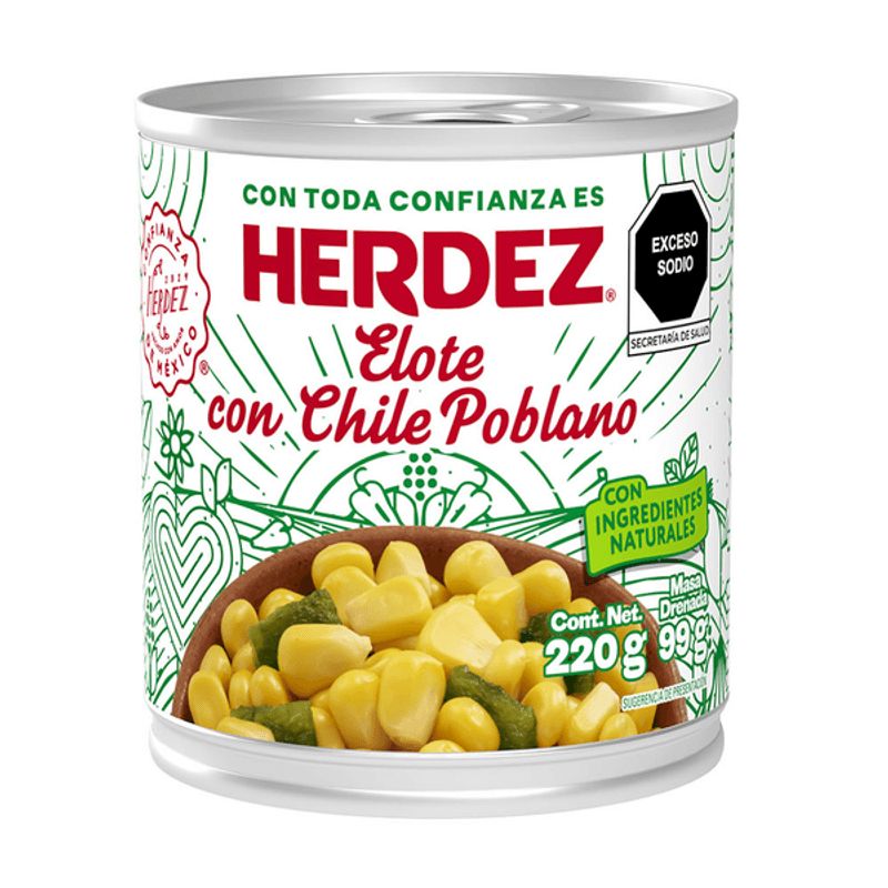Herdez Corn Kernels with Poblano Chili - 8 oz