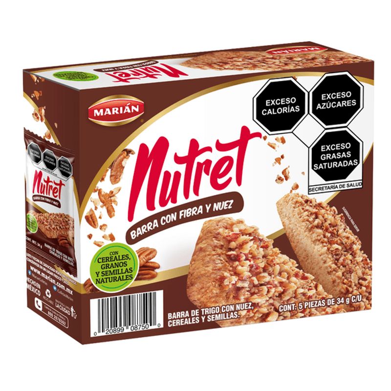 Nutret Wheat Bar with Fiber and Nuts 6 oz