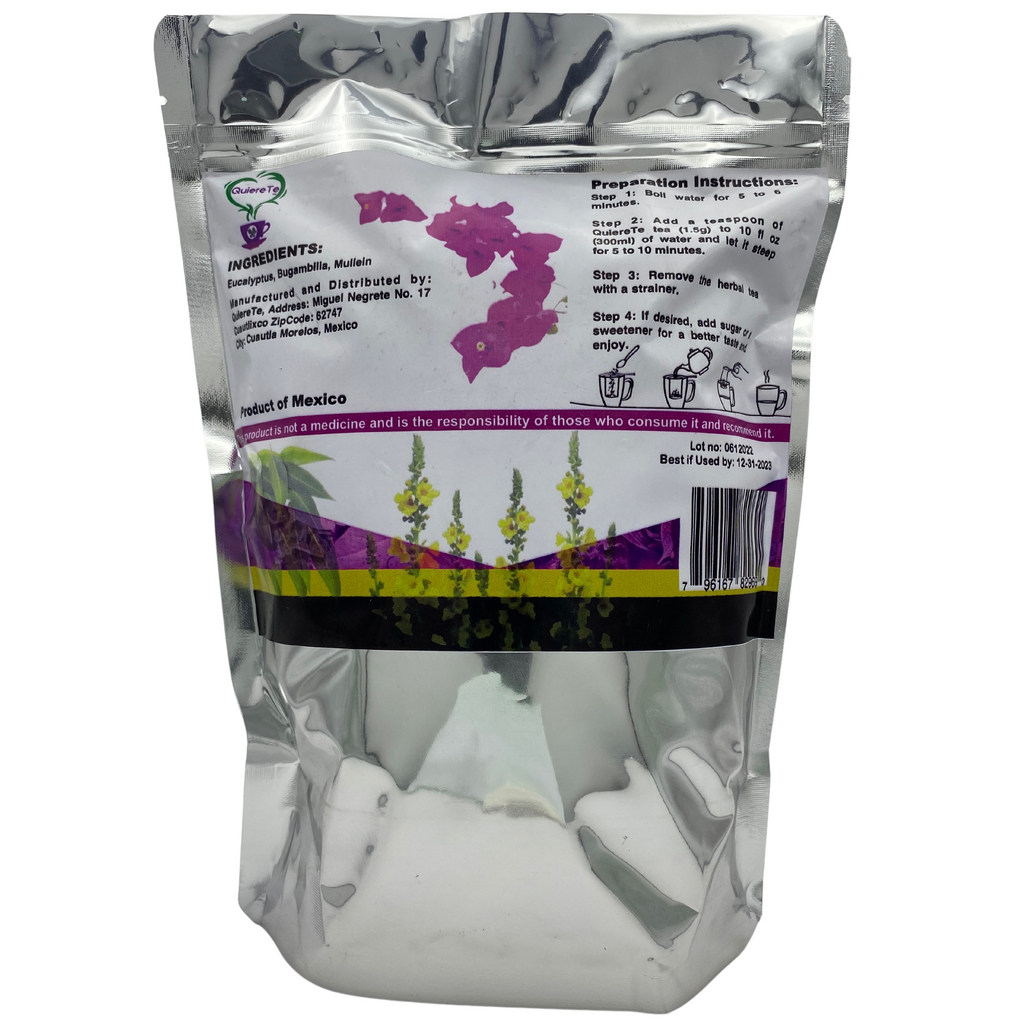 QuiereTe Herbal Tea Eucalyptus, Bugambilia and Mullein 5.3oz