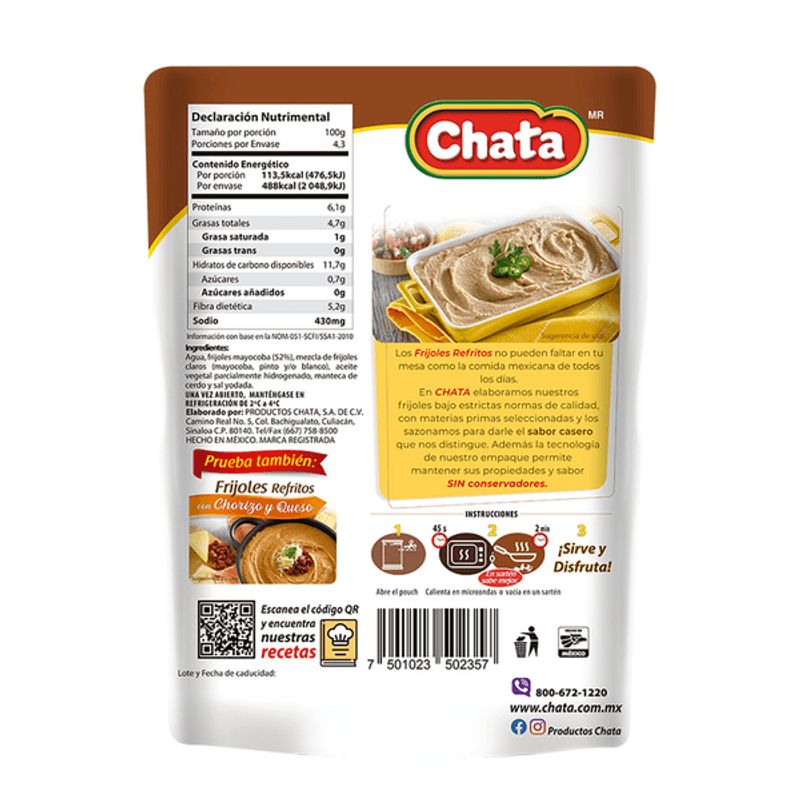 Chata Mayocoba Peruvian Refried Beans - 15 oz Secondary image