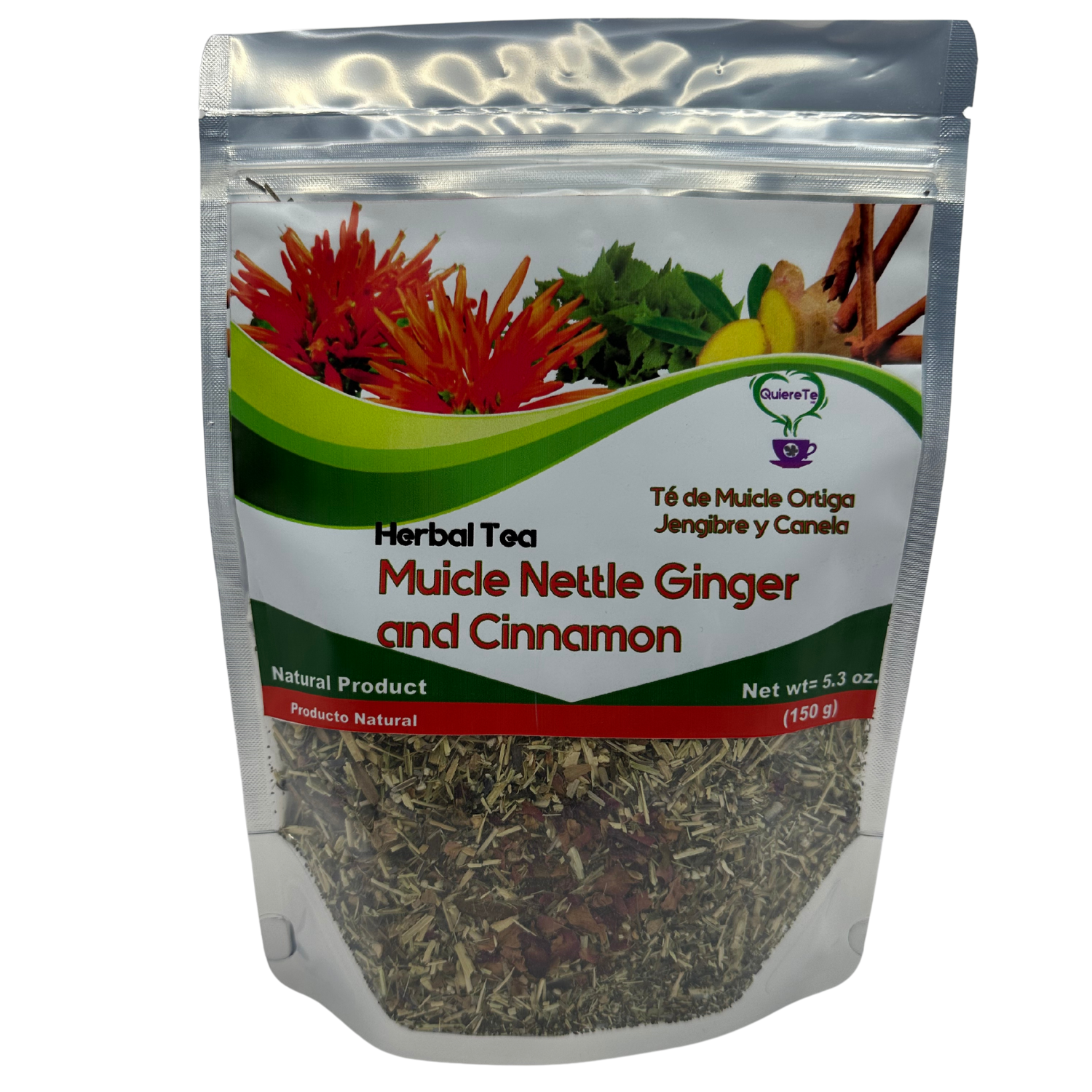 QuiereTe Herbal Tea Muicle Nettle Ginger and Cinnamon 5.3oz Main image