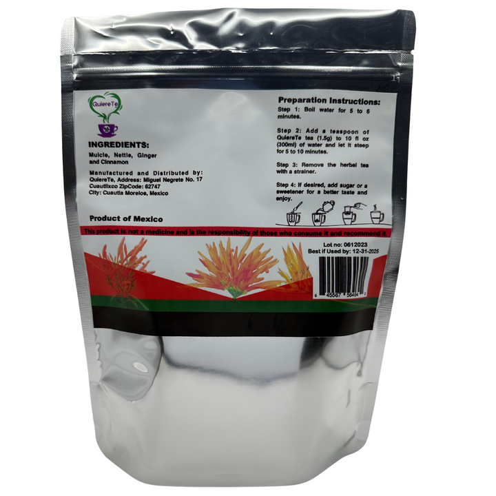 QuiereTe Herbal Tea Muicle Nettle Ginger and Cinnamon 5.3oz