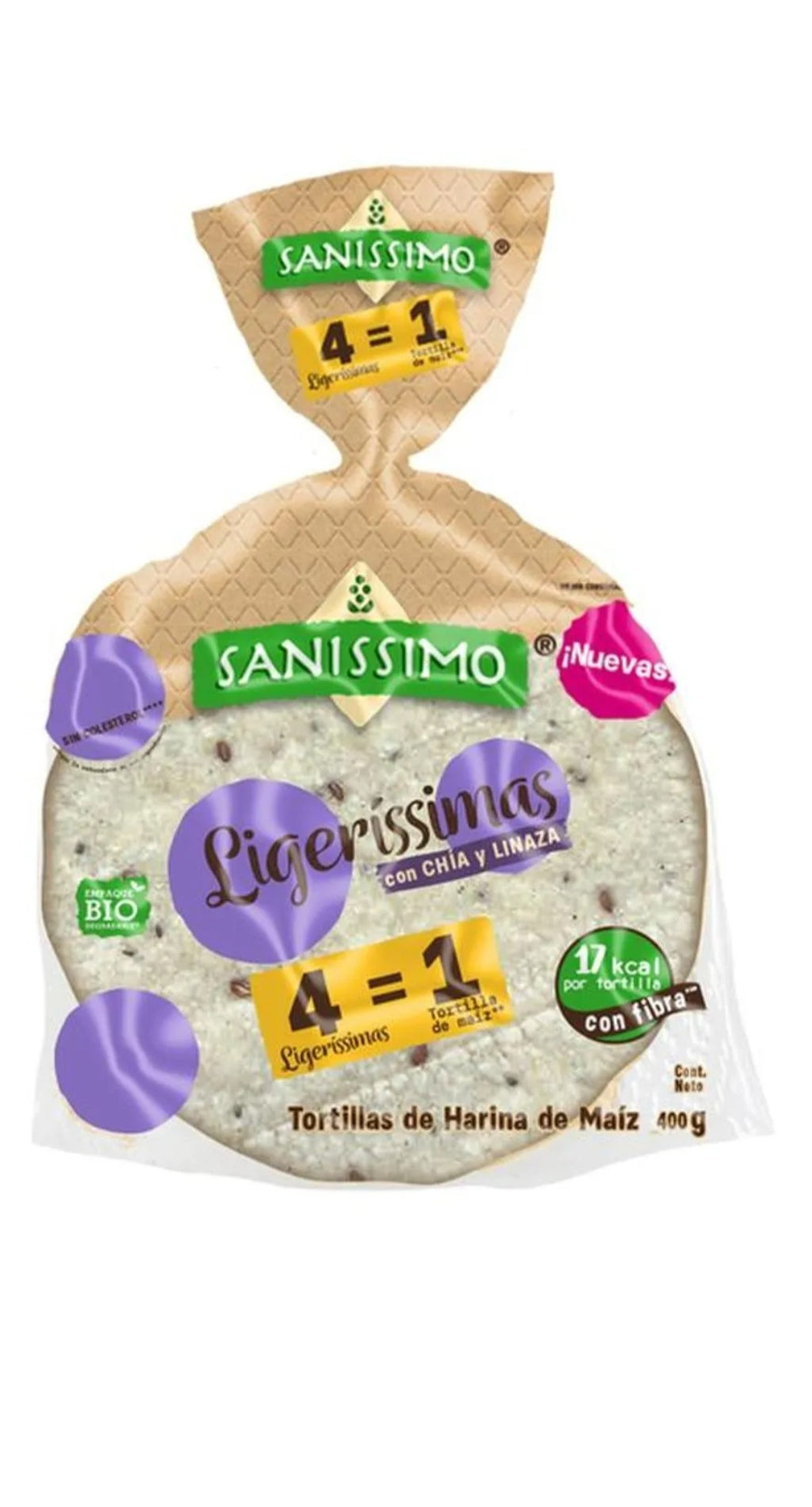 Sanissimo tortillas Chia, linaza and rice Ligerissimas 400 Gr