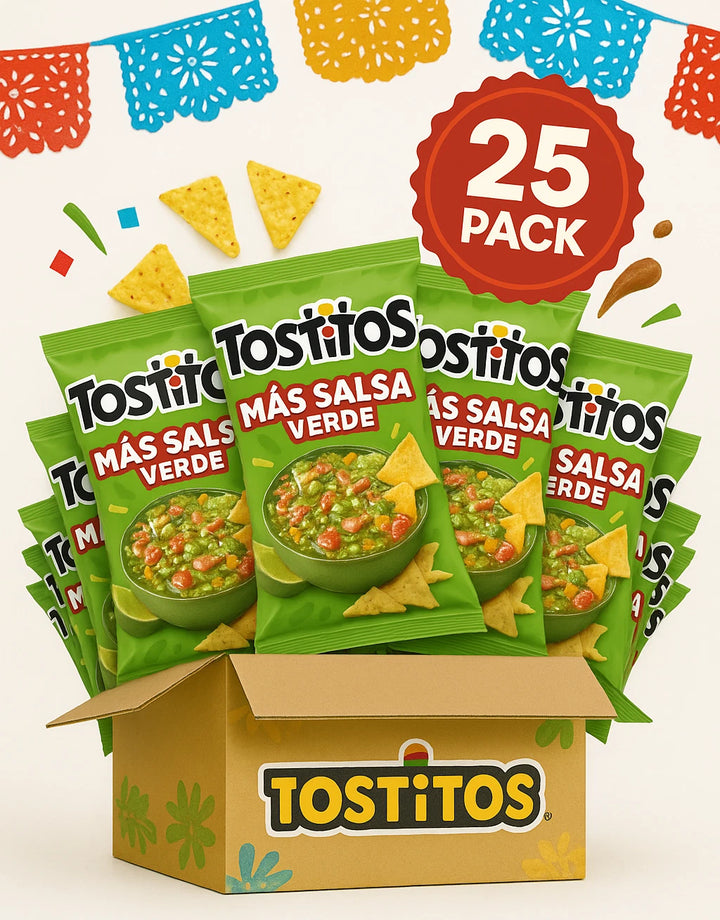 Sabritas Tostitos Salsa Verde 25 Mexican Potato Chips Pack 25 units