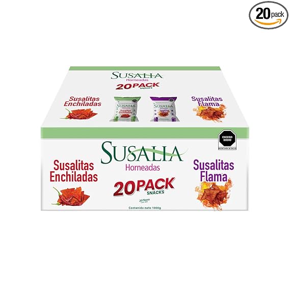 Susalia Baked Corn Snack with Cactus, Flamas and Enchiladas (20 Pack)