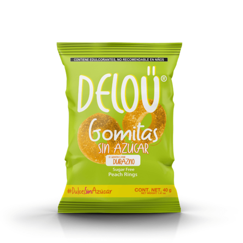 Deloü Chili Peach Rings Gummies Sugar-Free, 1.5 oz