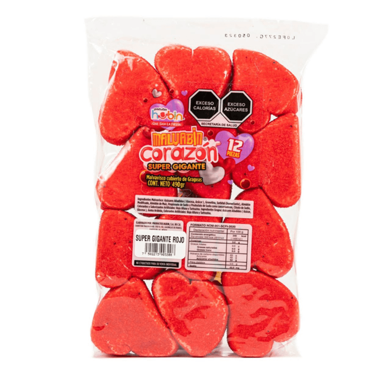 Produmsa Giant Red Heart Marshmallows, 12 Pieces (490 g) Main image