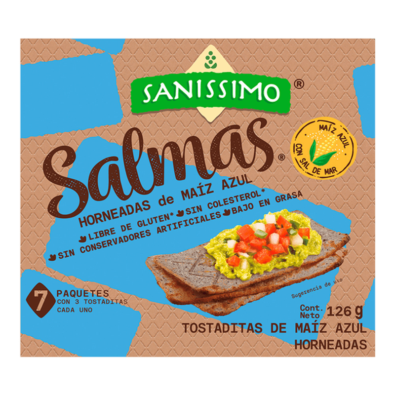 Sanissimo Baked Blue Corn Salmas 4 oz Main image