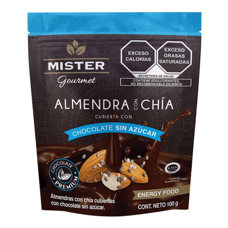 Mister Gourmet Sugar-Free Chocolate Almonds Chia 4 oz