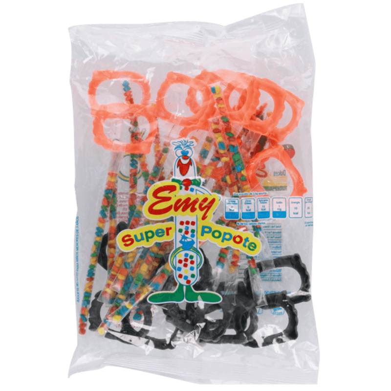Emy Black-Orange Straw with Teeth 20 Pieces Main image