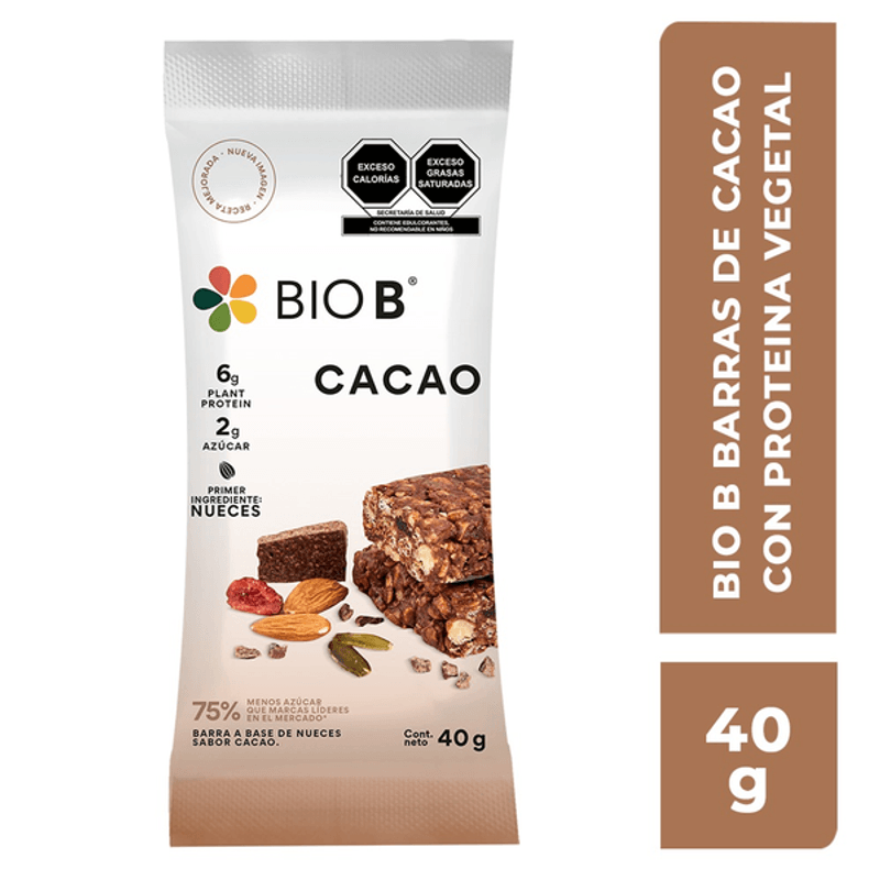 Bio B Cacao Bars with Vegetable Protein 1.4 oz Main image