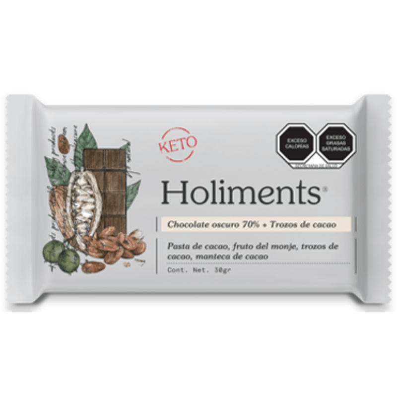 Holiments 70% Dark Chocolate Bar Cocoa Nibs 1.1 oz Main image