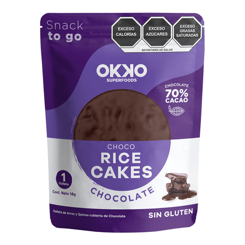 Okko Super Foods Factory Chocolate Choco Rice Cakes, 0.6 oz Main image
