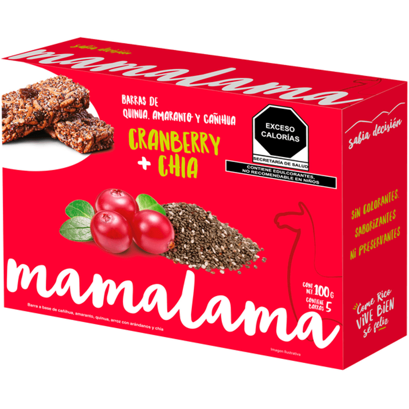 Mamalama 5 Andean Grain Bars Cranberry + Chia, 3.5 oz Main image