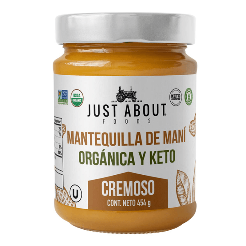Just About Foods Organic & Keto Creamy Peanut Butter, 18 oz Main image