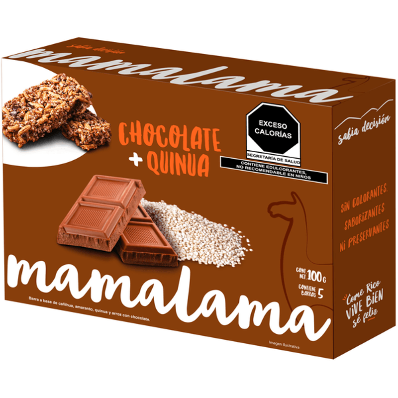Mamalama 5 Andean Grain Bars Chocolate + Quinoa, 3.5 oz Main image