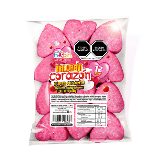 Giant Pink Heart Marshmallow - 12 Pieces