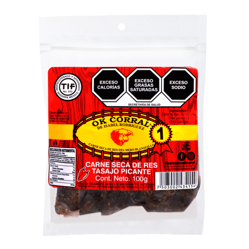 Ok Corral Spicy New York Beef Jerky Tasajo 3.5 oz Main image
